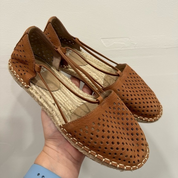 Eileen Fisher Lee 2 Almond Toe Perforated Suede Flat Espadrille Brown Size 5.5 - Picture 2 of 9